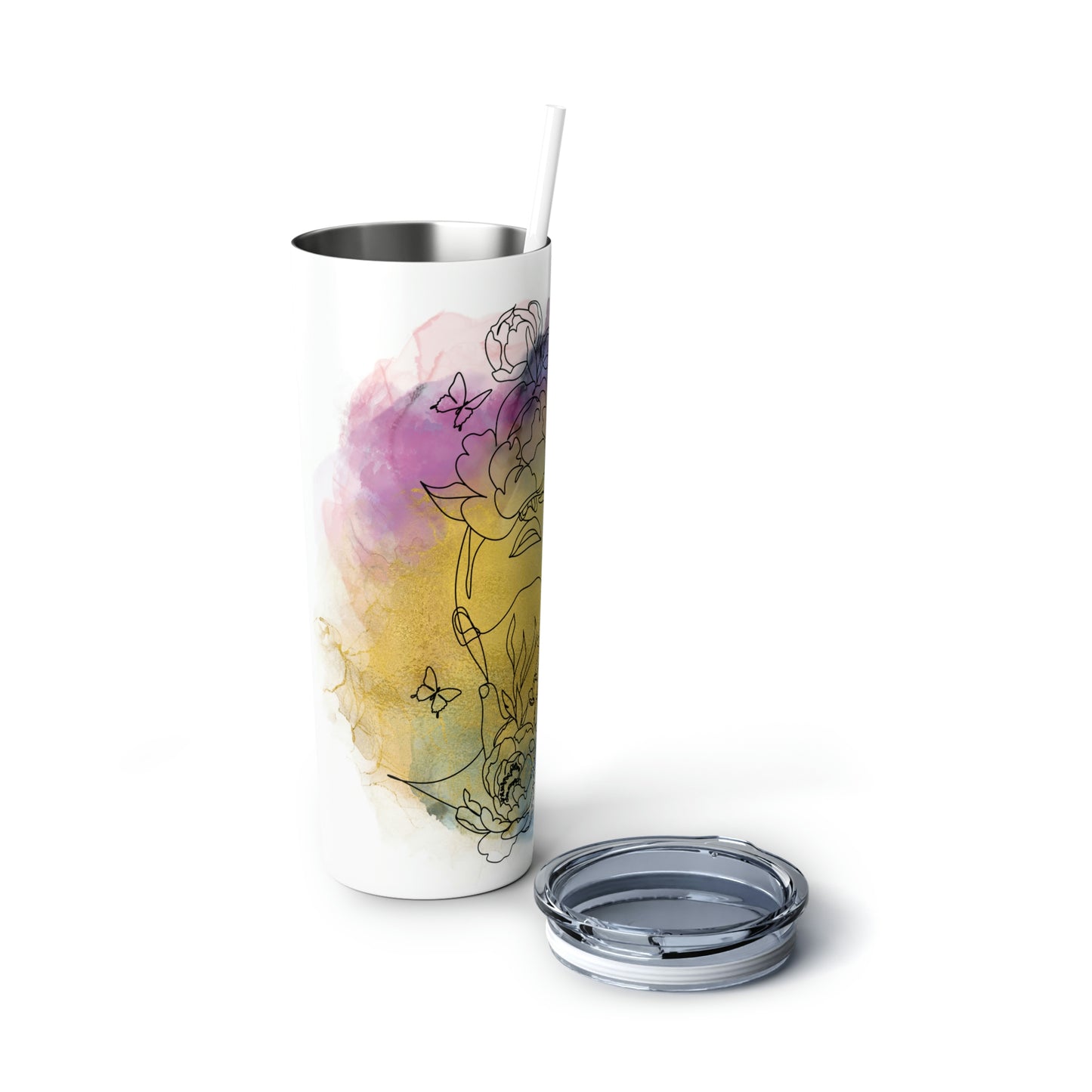 "I am Woman" Skinny Steel Tumbler with Straw, 20oz