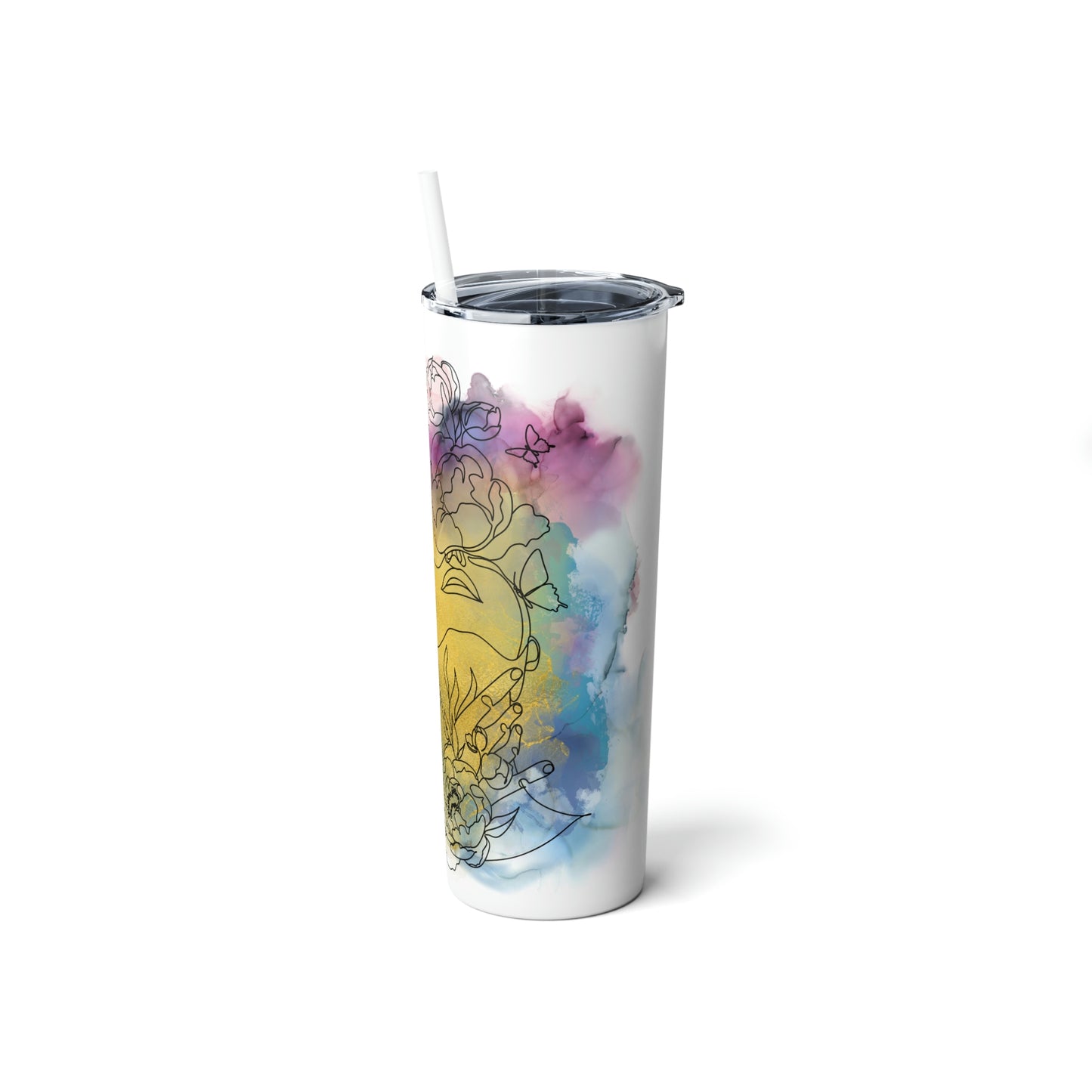 "I am Woman" Skinny Steel Tumbler with Straw, 20oz